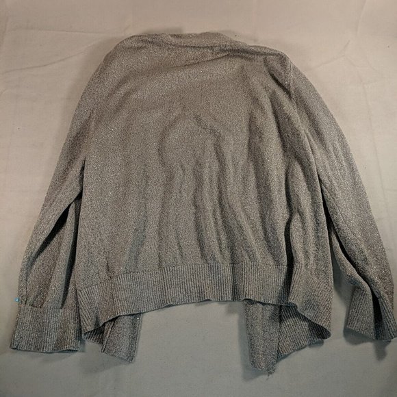 Contemporaine Simons Silver Glitter Cardigan Sweater Women Small S Lurex Grey - Picture 8 of 8
